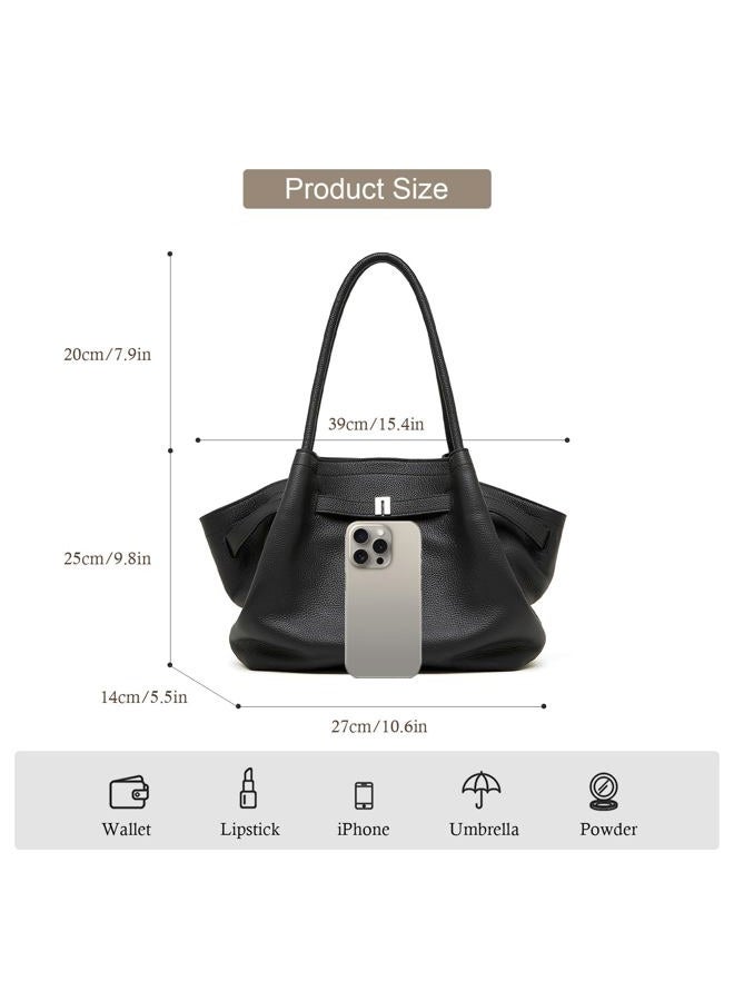 MoreFarther Grain Leather Tote Bags for Women, Spacious Work Tote with Magnetic Closure and Zippered Pocket, Minimalist Office Bags, Brown - Image 2