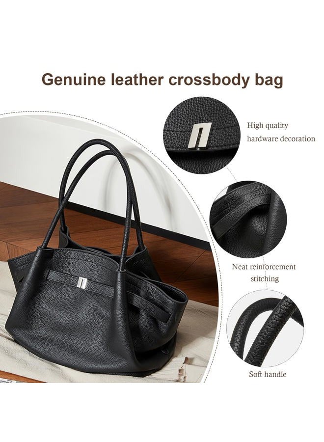 MoreFarther Grain Leather Tote Bags for Women, Spacious Work Tote with Magnetic Closure and Zippered Pocket, Minimalist Office Bags, Brown - Image 3