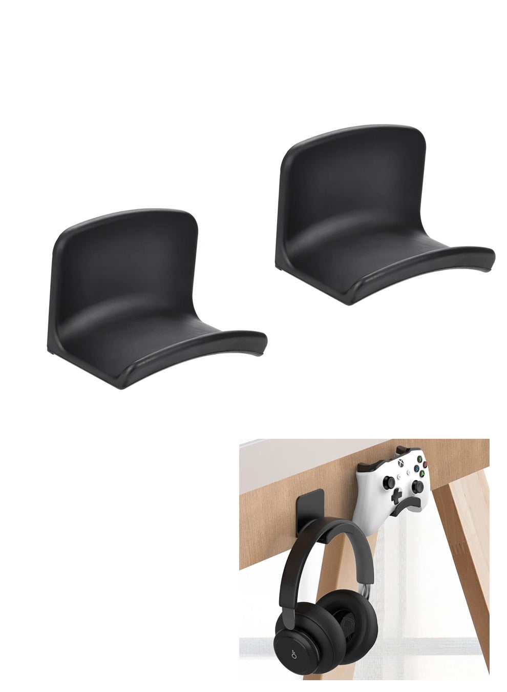 SIKENAI 2 PACK Headphone Stand Headset Holder, Adhesive Gaming Earphones Hanger, Universal Desk Wall Mount Hook for All Headphone/Controller