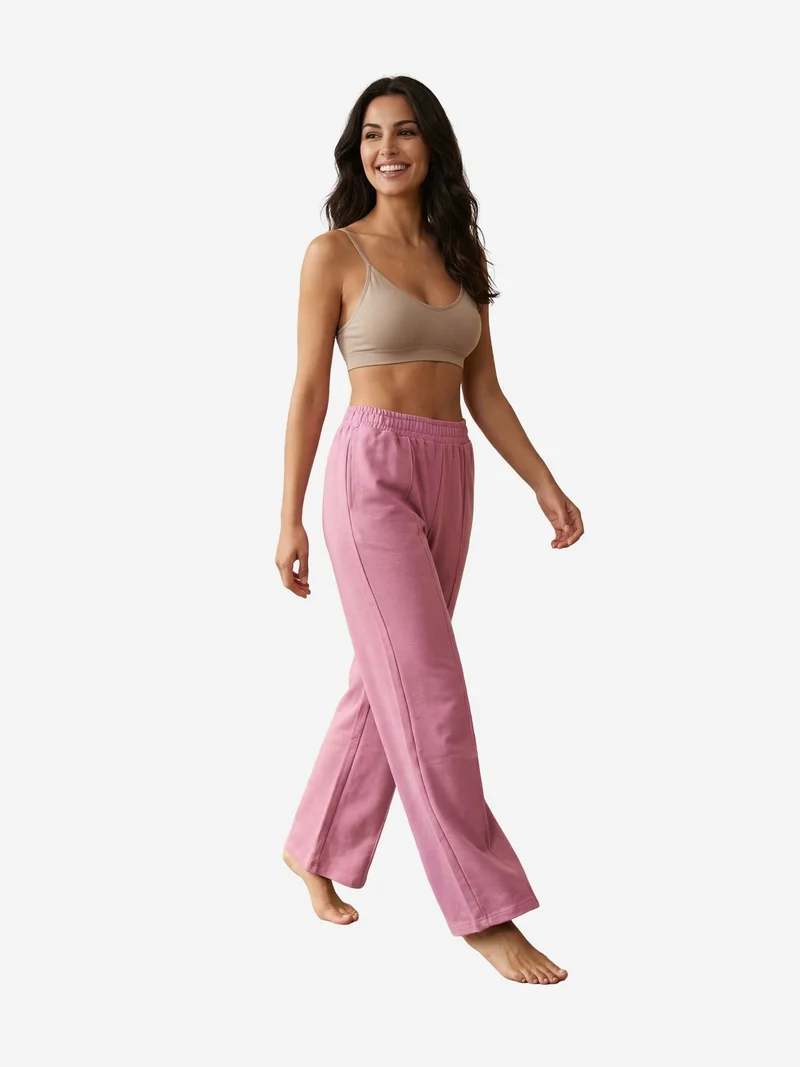 ماي فاشن MY FASHION High-Waist Wide-Leg Knit Joggers