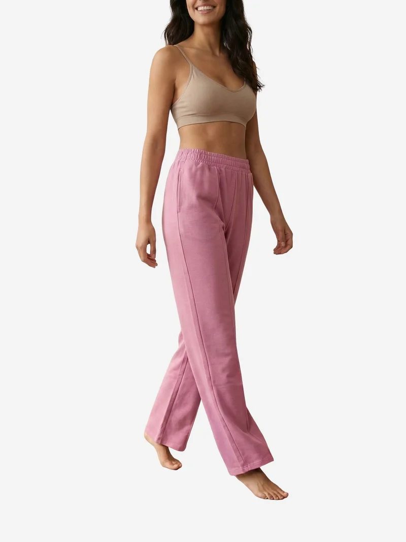 My Fashion Lilac Purple MY FASHION High-Waist Wide-Leg Knit Joggers for Women | Best Price UAE