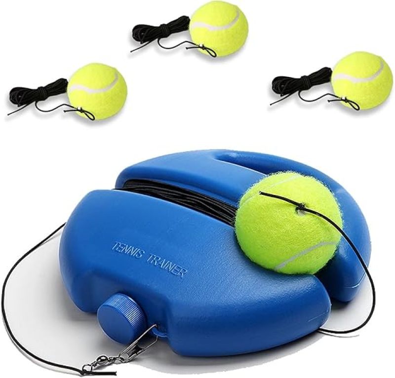 Tennis Trainer Single-Player Tennis Practice Base with Net Tennis Training Device Blue