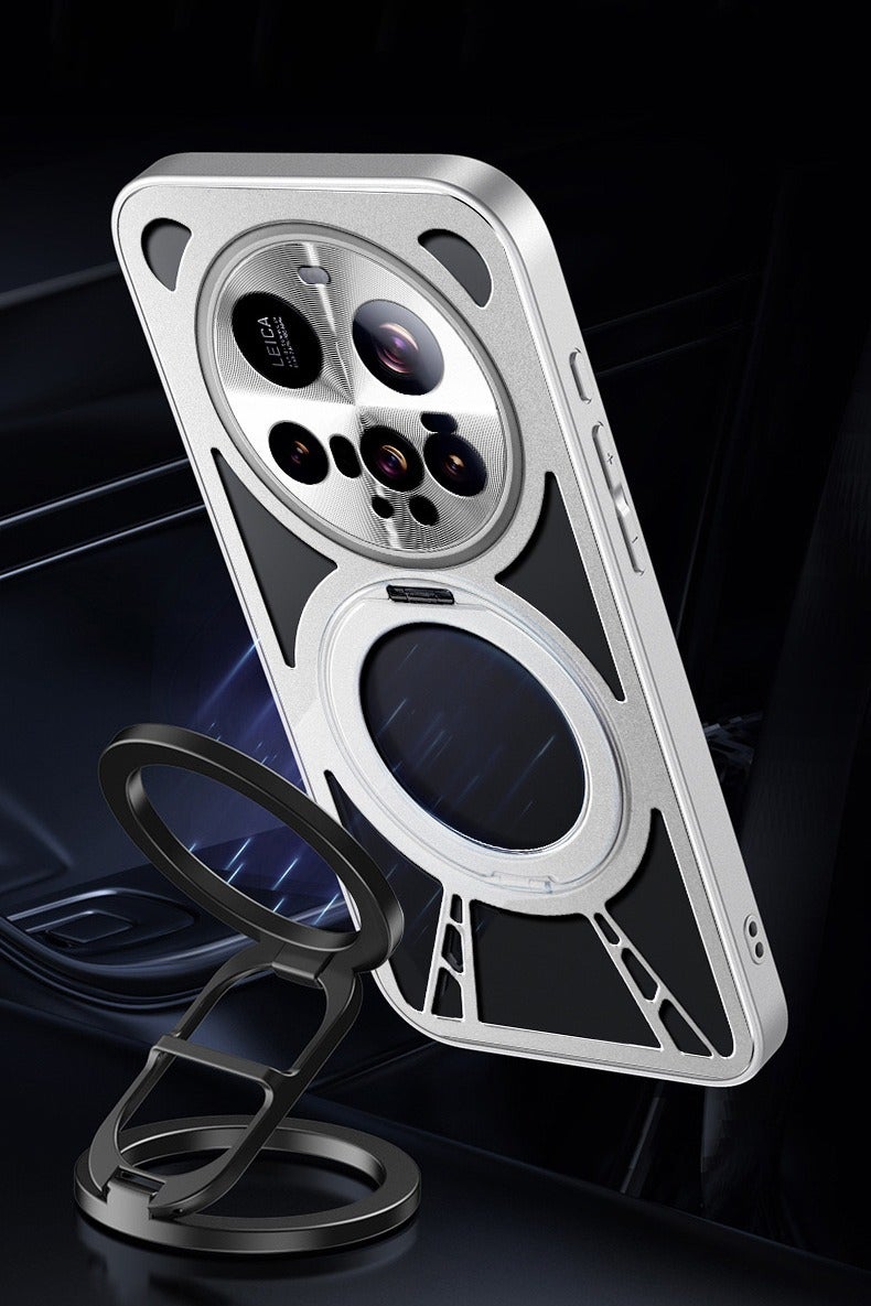 general Hollow Heat Dissipation Magnetic Phone Case for OPPO Find X8 Ultra - with Rotating Stand, Skin - like Texture - Image 3