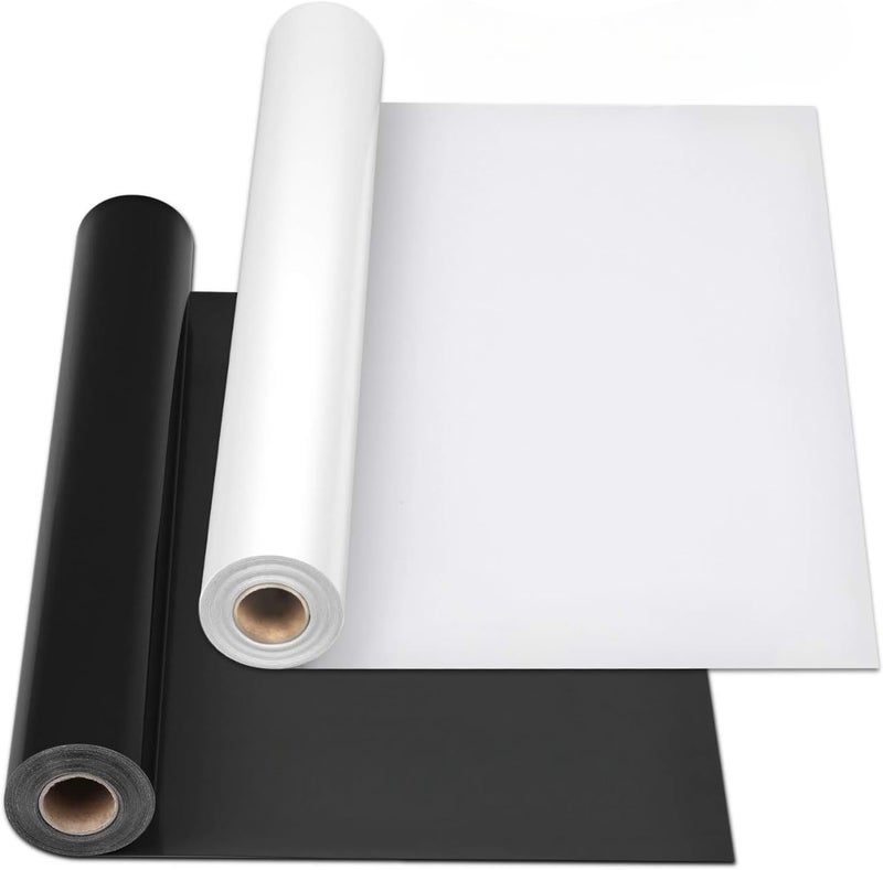 HOMSUN Heat Transfer Vinyl Rolls, 2 Rolls Black and White HTV Iron on Vinyl for Shirts, Compatible with Cricut, Cameo, Heat Press Machines, Sublimation - Image 5