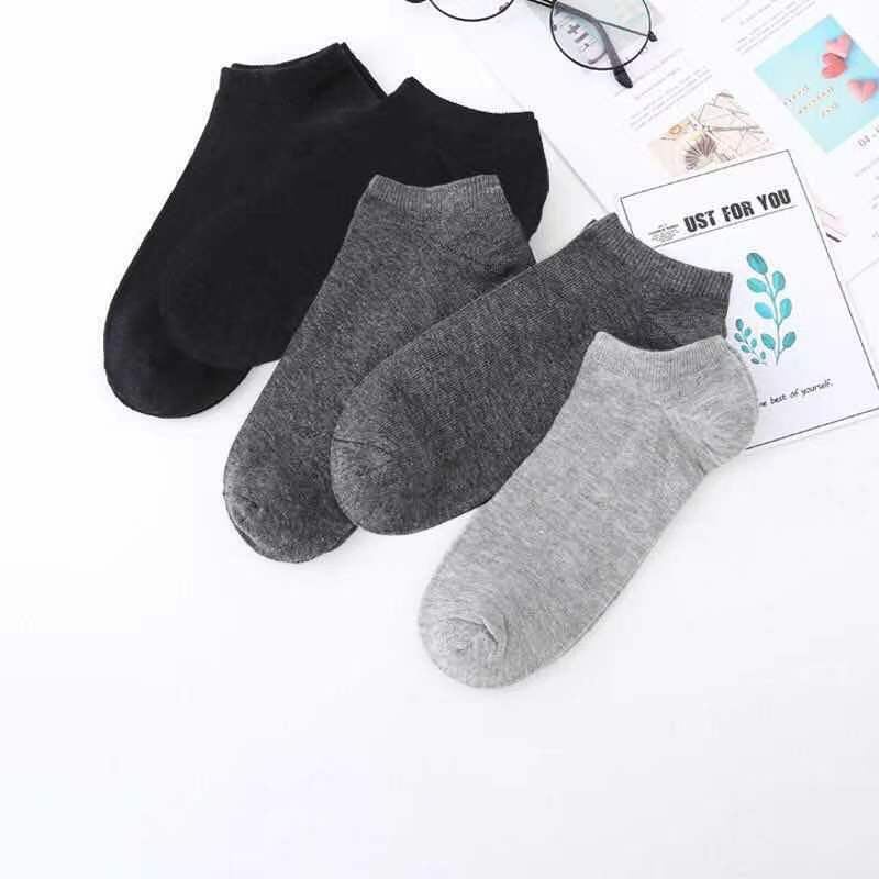 Nanjiren men's cotton socks spring and summer mid-tube socks socks solid color deodorant sweat-absorbent breathable boat socks thin men's summer [middle cylinder] 3 pairs of mixed black and white ash  - Image 2