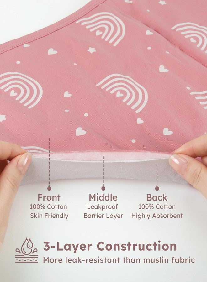 FIEMOL Burp Cloths Baby Girl, Large 21'' X 10'' Cotton Burping Cloths for Babies, Ultra Soft and Absorbent Burp Rags, 4 Pack Set Washcloths Newborn Spit Up Rags Pink Rainbow - Image 3