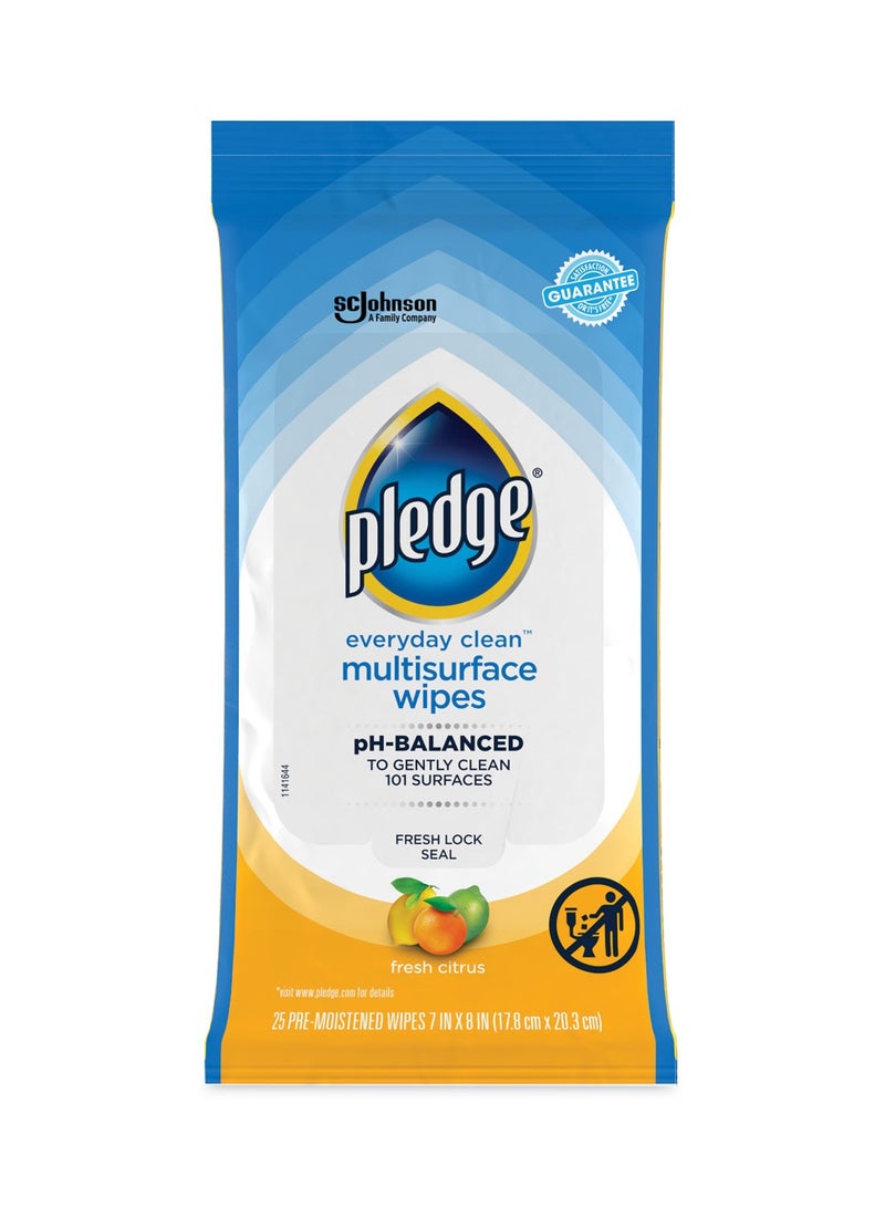 Pledge Multisurface Cleaner Wipes Fresh Citrus 25 Pcs - Image 1