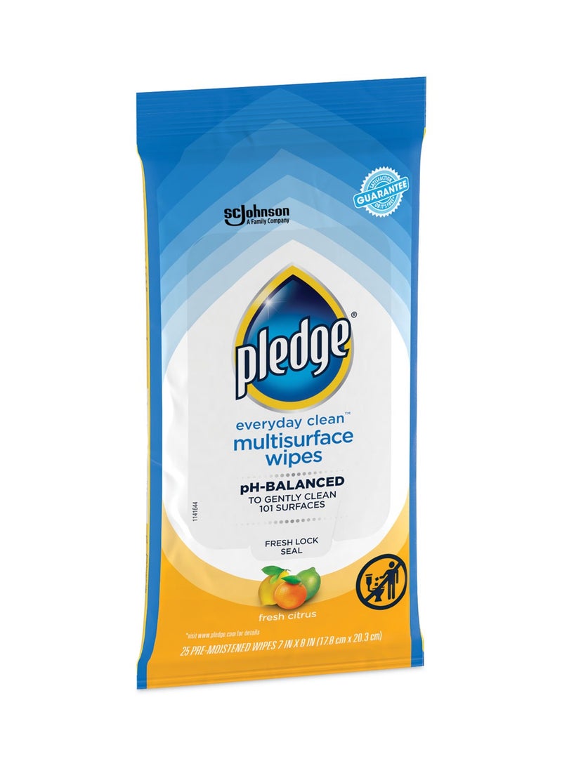 Pledge Multisurface Cleaner Wipes Fresh Citrus 25 Pcs - Image 2