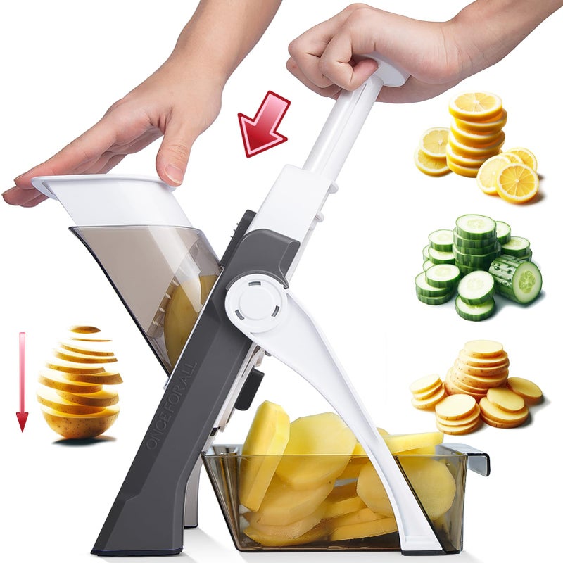 ONCE FOR ALL Safe Mandoline Slicer For Kitchen Professional Vegetable Slicer For Food Potato Slices Thickness Adjustable 018 mm Kitchen Artifact Fast Meal Prep