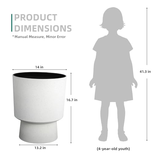 Ultym 16.75"H Urn-Style Tall Planters, 2-Pack Modern Large Flower Pots for Outdoor Indoor, 2-in-1 Design Plant Containers for Garden Patio Yard Balcony Porch or Home Decor, White Terrazzo, UV-Protect - Image 5