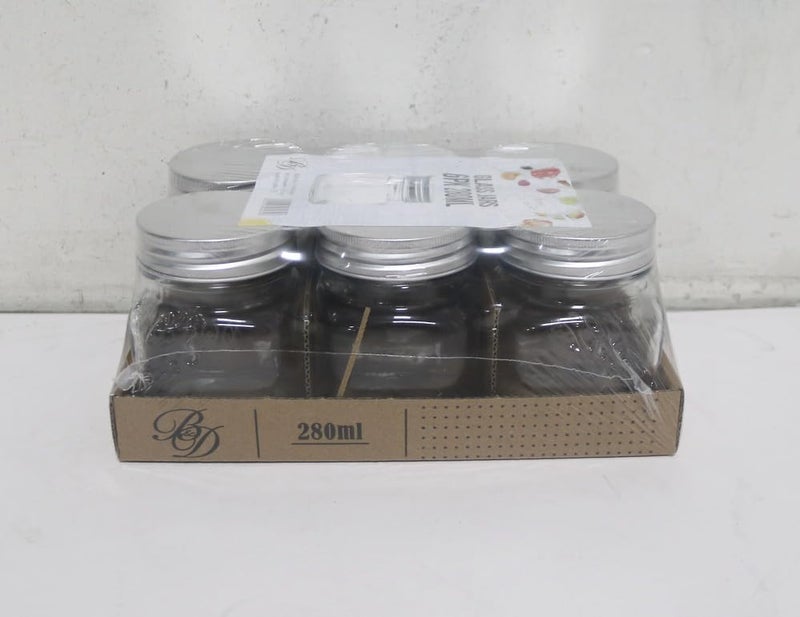 بي آند دي طقم برطمانات تخزين زجاجية من B&D مع أغطية، سعة 280 مل، مجموعة مكونة من 6 قطع