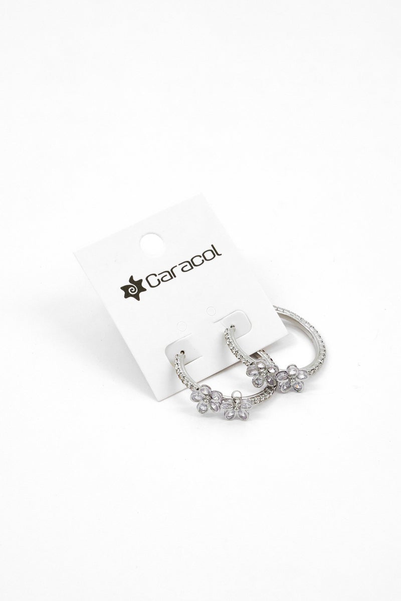 Caracol Women Stainless Steel Hoop Earrings, Silver  - Image 1