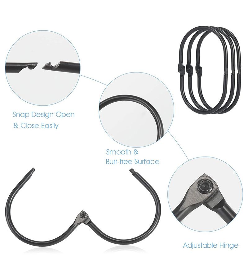 10 Shower Curtain Rings Oval Snap Hooks Silvery Rust Resistant Smooth Glide - Image 5