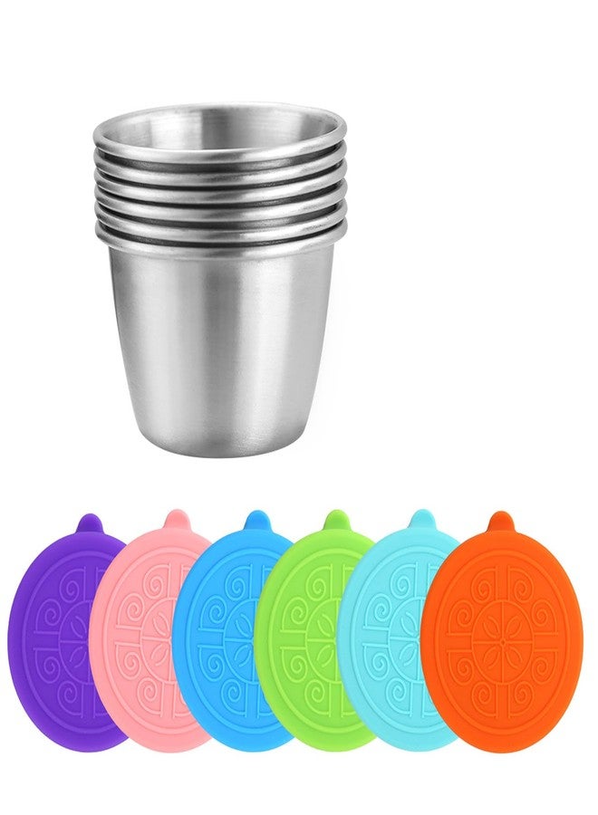 Joyeee 6-Piece Spice Cups with Silicone Lids, 70ml 2.4 oz Airtight & Leak-Proof Portable Stainless Steel Condiment Pot Ideal for Outdoor BBQ, Party Serving, Camping Sauce Carrying, Easy to Carry - Image 2