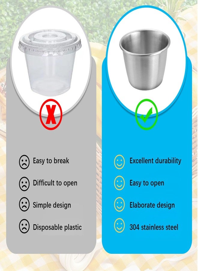 Joyeee 6-Piece Spice Cups with Silicone Lids, 70ml 2.4 oz Airtight & Leak-Proof Portable Stainless Steel Condiment Pot Ideal for Outdoor BBQ, Party Serving, Camping Sauce Carrying, Easy to Carry - Image 3