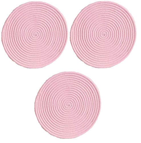 Ash & Roh® - 8 in Potholders Kitchen Pot Holders Heat-Resistant Thick Handmade Trivets Hot Coasters, Hot Pads, Hot Mats Stylish Coasters for Farmhouse Decor Cooking and Baking (Baby Pink, 3) - Image 1