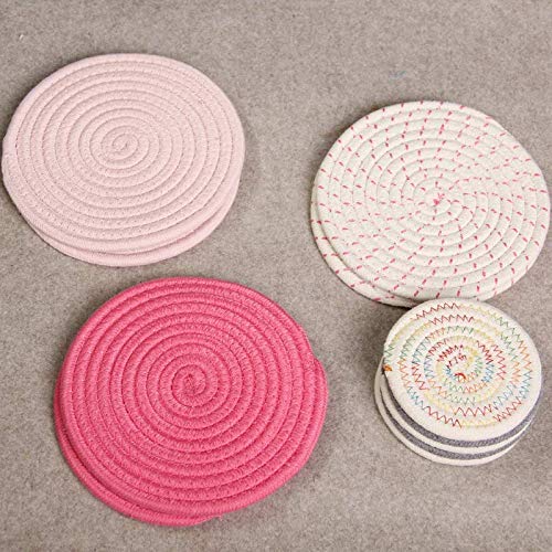Ash & Roh® - 8 in Potholders Kitchen Pot Holders Heat-Resistant Thick Handmade Trivets Hot Coasters, Hot Pads, Hot Mats Stylish Coasters for Farmhouse Decor Cooking and Baking (Baby Pink, 3) - Image 5