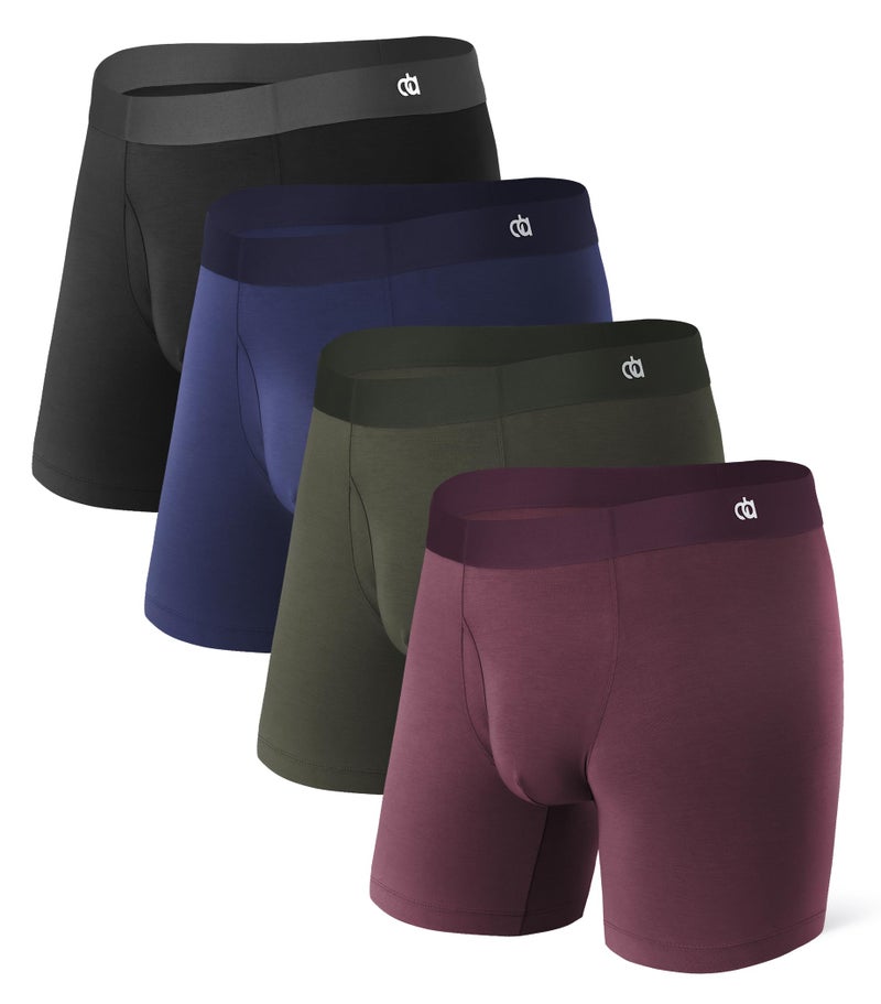 DAVID ARCHY Men's Ultra Soft Underwear Micro Modal Breathable Moisture Wicking Seamless Underwear for Men 4 Pack(M, Black/Navy Blue/Olive Green/Deep Grape) - Image 1