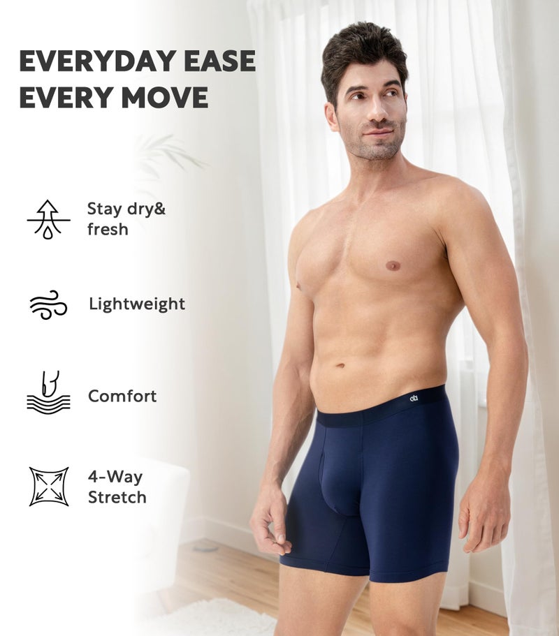 DAVID ARCHY Men's Ultra Soft Underwear Micro Modal Breathable Moisture Wicking Seamless Underwear for Men 4 Pack(M, Black/Navy Blue/Olive Green/Deep Grape) - Image 5