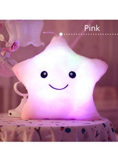 Beauenty Creative Twinkle Glowing Stars Shape Plush Throw Pillow， Night Light Glowing Cushions Plush Stuffed Toys Gifts For Kids（Pink）  - Image 3