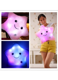 Beauenty Creative Twinkle Glowing Stars Shape Plush Throw Pillow， Night Light Glowing Cushions Plush Stuffed Toys Gifts For Kids（Pink）  - Image 5