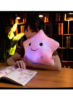 Beauenty Creative Twinkle Glowing Stars Shape Plush Throw Pillow， Night Light Glowing Cushions Plush Stuffed Toys Gifts For Kids（Pink）  - Image 4