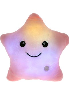 Beauenty Creative Twinkle Glowing Stars Shape Plush Throw Pillow， Night Light Glowing Cushions Plush Stuffed Toys Gifts For Kids（Pink）  - Image 1