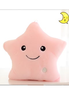 Beauenty Creative Twinkle Glowing Stars Shape Plush Throw Pillow， Night Light Glowing Cushions Plush Stuffed Toys Gifts For Kids（Pink）  - Image 2