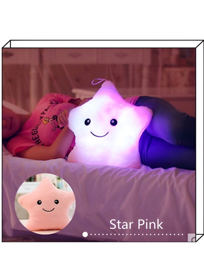 Beauenty - Creative Twinkle Glowing Stars Shape Plush Throw Pillow， Night Light Glowing Cushions Plush Stuffed Toys Gifts For Kids（Pink） - Image 1
