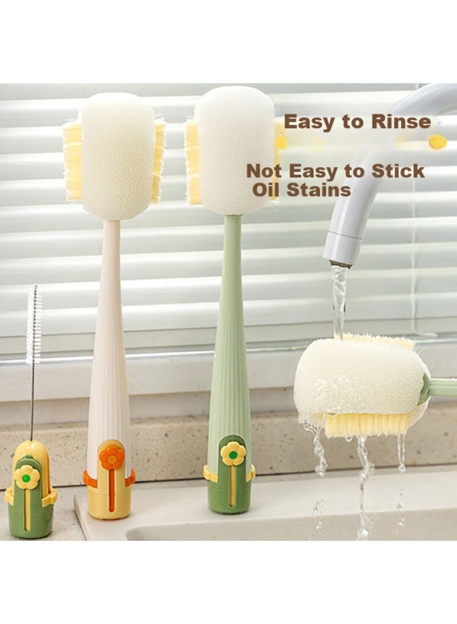 Pinyu 5-in-1 Long Handle Sponge Bottle Brush For Cleaning Cups, Thermos, Tea Cups, Cracks, And Straws - Image 2