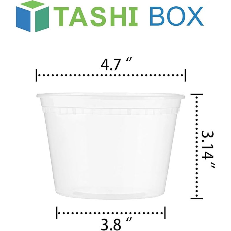 تاشي بوكس TashiBox 50 Sets 16 Oz Plastic Deli Containers with Lids - Food Storage Containers with Lids - Clear Airtight Meal Prep Containers, BPA Free, Stackable, Leakproof, Microwave and Freezer Safe - Image 3