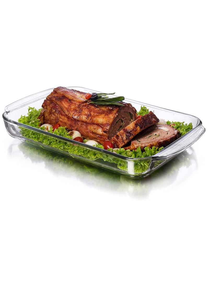 3Diamonds Glass Baking Dish 2L (Large Size) for Cooking, Baking and Roasting, Casserole Dish, Baking Tray is 100% Borosilicate Glass, BPA Free, Microwave and Dishwasher Safe Loaf Tray, Oven Tray  - Image 1