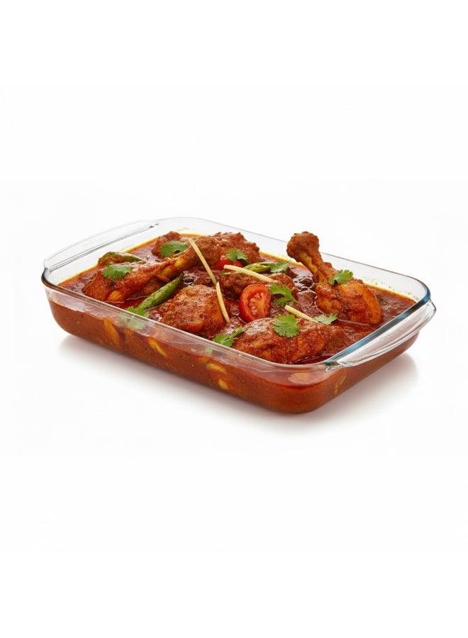 3Diamonds Glass Baking Dish 2L (Large Size) for Cooking, Baking and Roasting, Casserole Dish, Baking Tray is 100% Borosilicate Glass, BPA Free, Microwave and Dishwasher Safe Loaf Tray, Oven Tray - Image 1