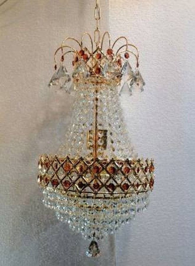 AM ENTERPRISES Arch!SMAN New k9 Original 6652 Antique Design Crystal Hanging Ceiling Light Chandelier (300 mm_Multi) - Image 2
