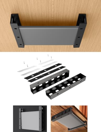 TYAMTOGSM Under Desk Laptop Holder Under Desk Rack for Keyboard and Small Devices Up to 40mm157in Thick Like Macbooks Surface Routers Modems Cable Box Network Switch and More Black - Image 1