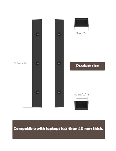 TYAMTOGSM Under Desk Laptop Holder Under Desk Rack for Keyboard and Small Devices Up to 40mm157in Thick Like Macbooks Surface Routers Modems Cable Box Network Switch and More Black - Image 3