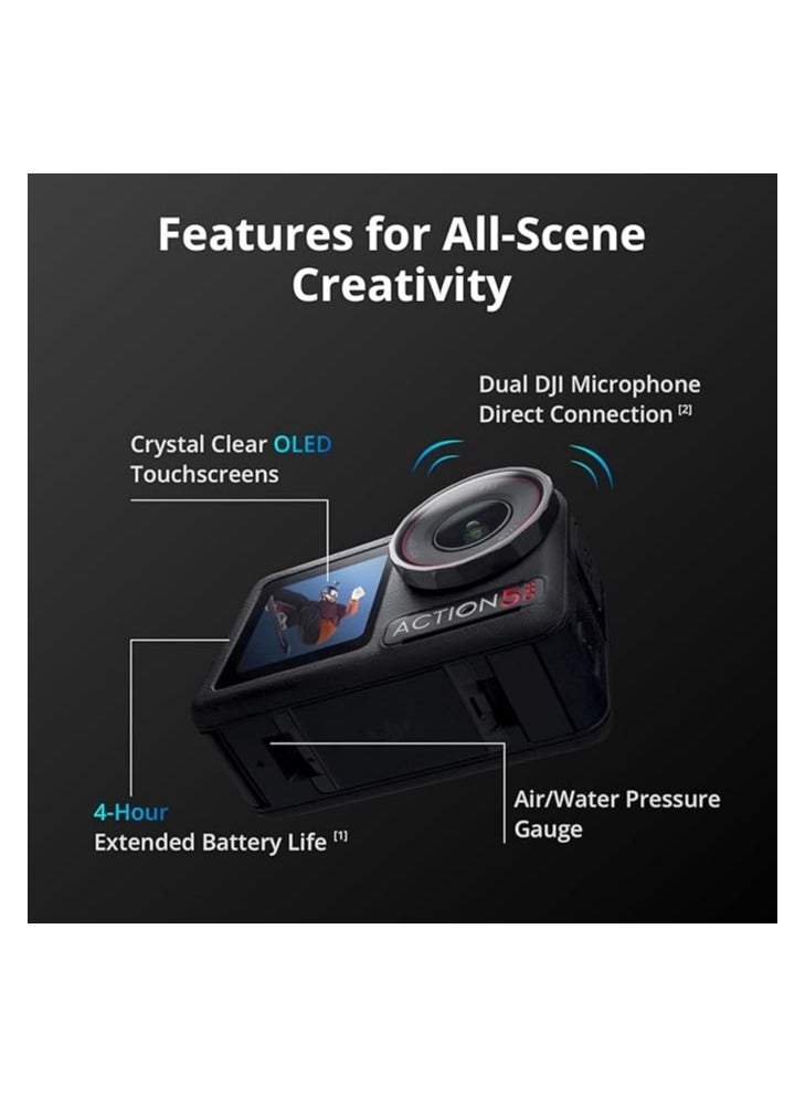 Generic Osmo Action 5 Pro Adventure Combo, Action Camera 4K with 1/1.3" Sensor, 12h Extended Battery Life with 3 Batteries, Stabilization, Dual OLED Touchscreens, Mini Action Camera for Travel, Vlog - Image 4