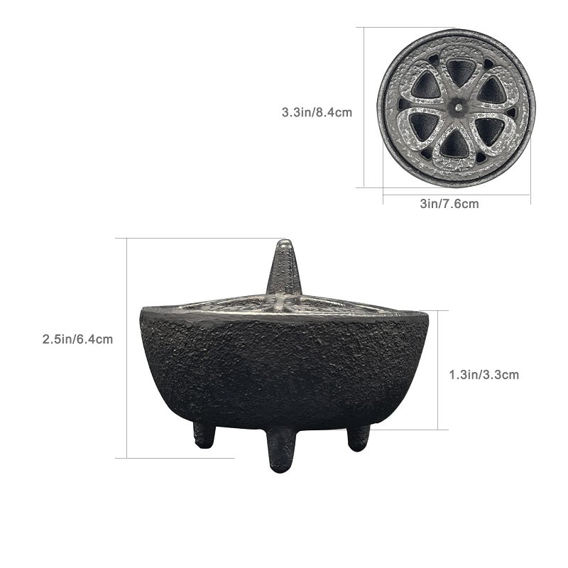 MENDUNER Cast Iron Incense Burner with Holder and Fireproof Cotton - Ideal for Sticks, Resin, Cone Incense and Rituals - Image 2