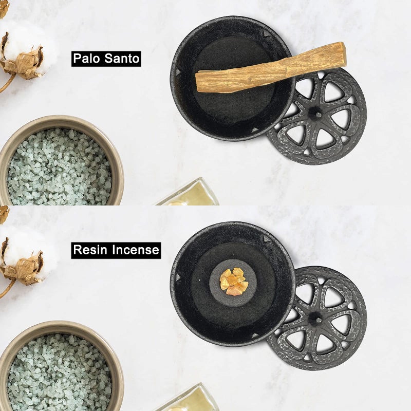 MENDUNER Cast Iron Incense Burner with Holder and Fireproof Cotton - Ideal for Sticks, Resin, Cone Incense and Rituals - Image 5