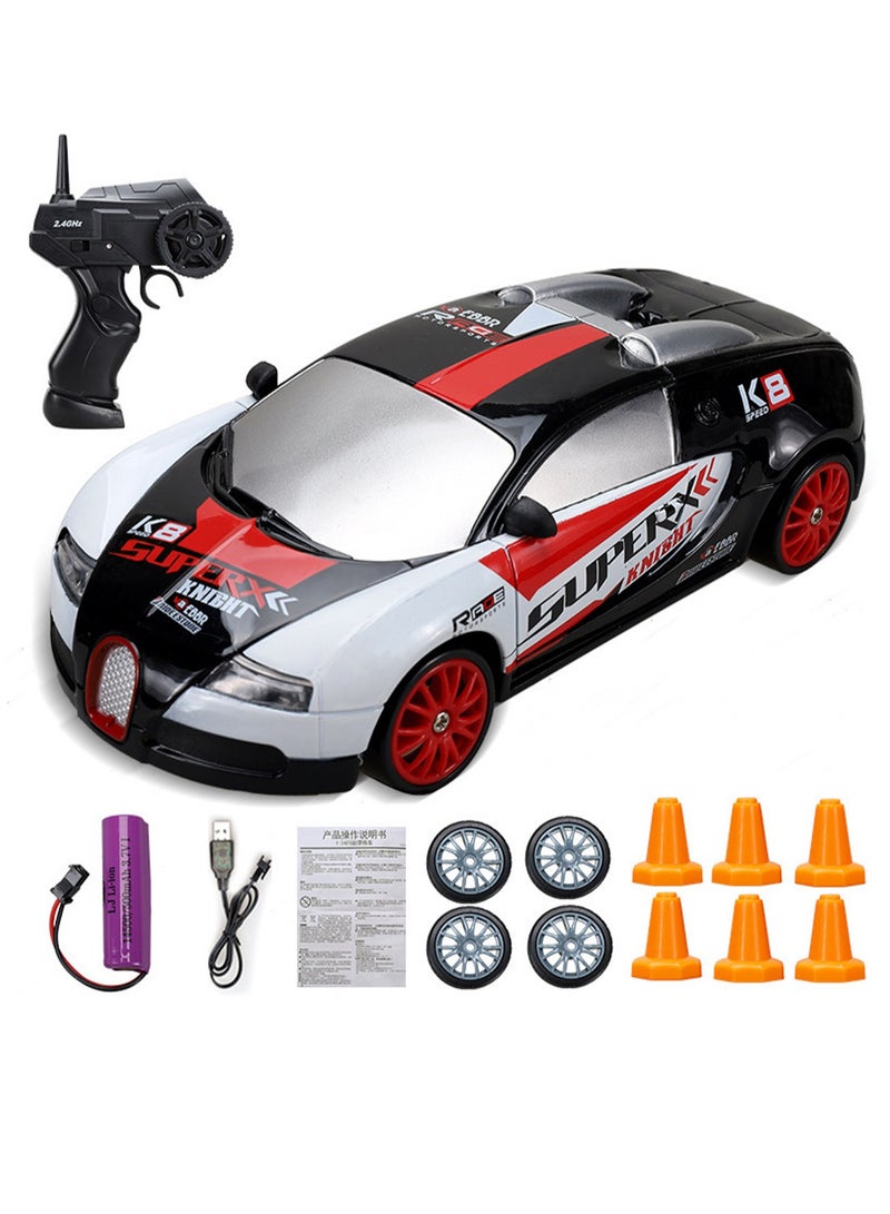 RC Drift Car, Mini RC Drift Car for Adults, 1:24 RC High-Speed ​​Racing Car, 2.4GHz 4WD Racing Enthusiast Toy Car with Headlight, Suitable for Boys and Girls and Adult Gifts (Black And White Gradient Graffiti)  - Image 1