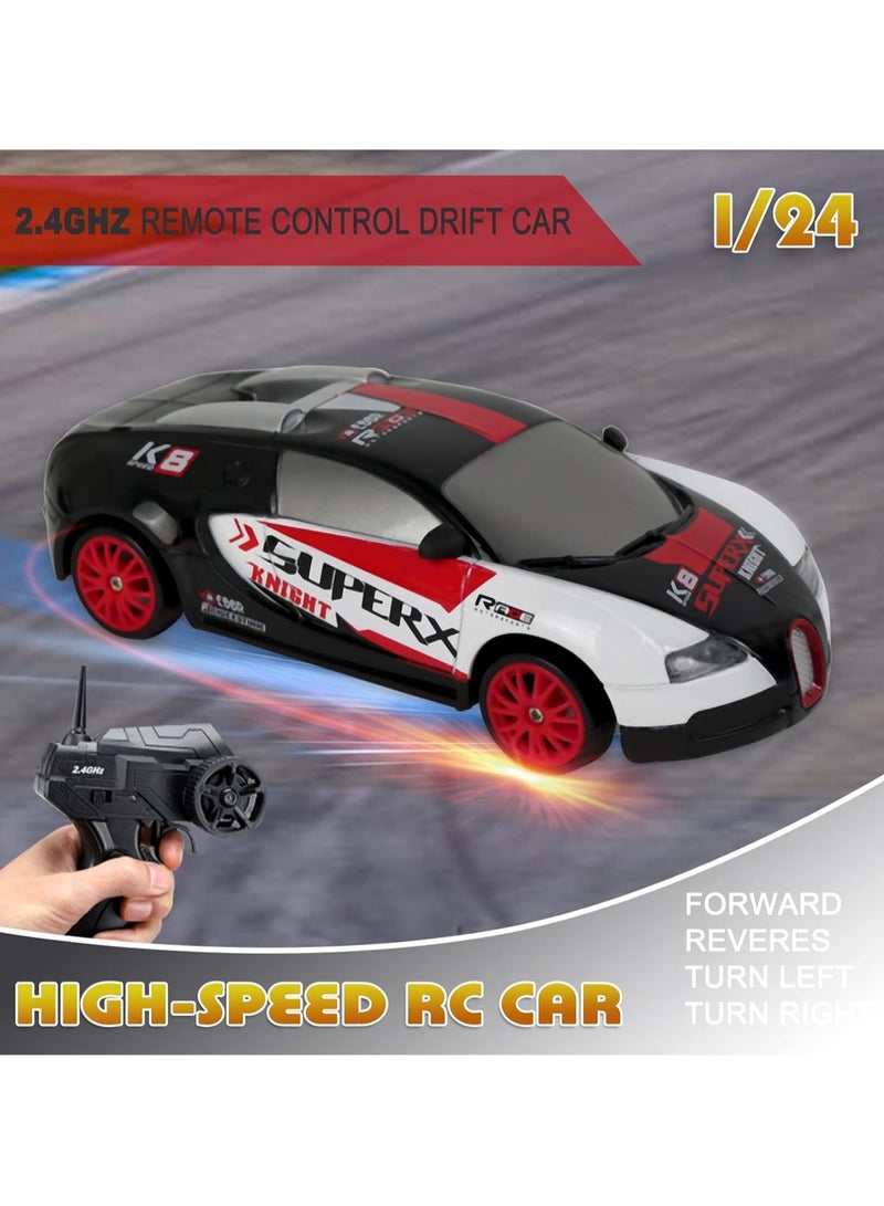 RC Drift Car, Mini RC Drift Car for Adults, 1:24 RC High-Speed ​​Racing Car, 2.4GHz 4WD Racing Enthusiast Toy Car with Headlight, Suitable for Boys and Girls and Adult Gifts (Black And White Gradient Graffiti)  - Image 2