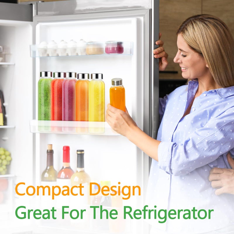 Zukro Glass Water Bottles with Gold Lids 18 oz, Reusable Clear Glass Juice Bottles Stainless Steel Airtight Cap for Juicing, 100% Leak Proof Juice Drinking Jar for Refrigerator, BPA Free, Set of 3 - Image 2