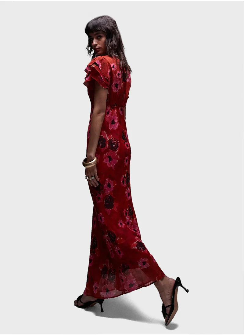 توب شوب Ruffle Floral Print Dress