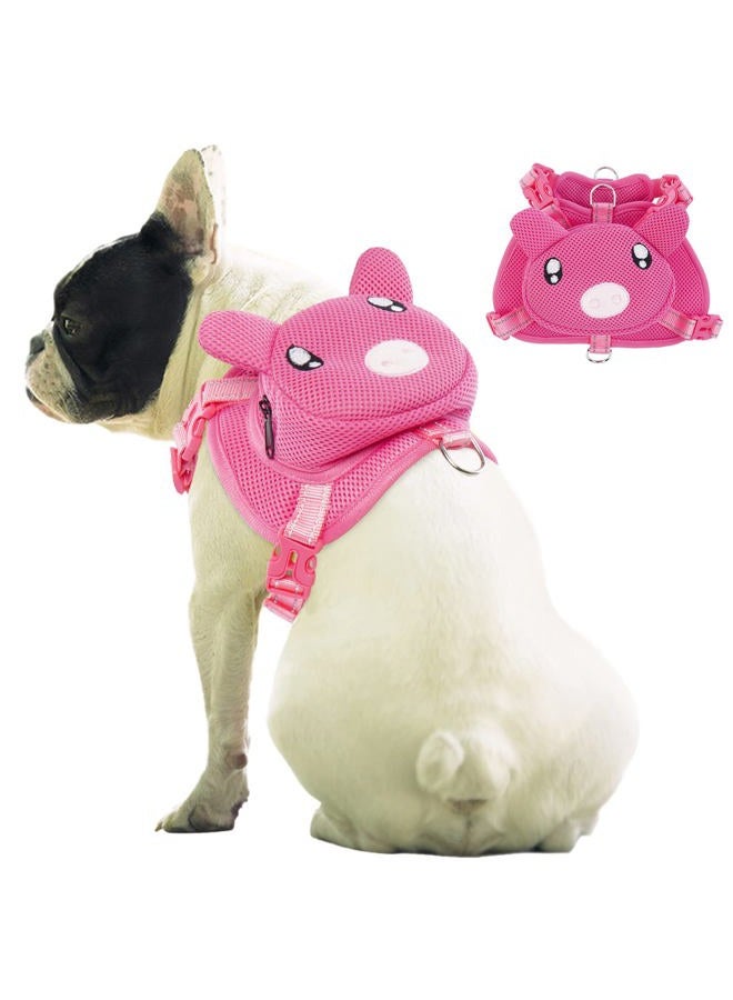 IDOMIK Dog Backpack Harness, No-Pull Dog Backpack with D-Ring for Small Medium Dogs, Cute Self Carrier Backpack for Dogs to Wear, Adjustable Dog Harness Backpack for Traveling Camping Hiking,Pig,L  - Image 1