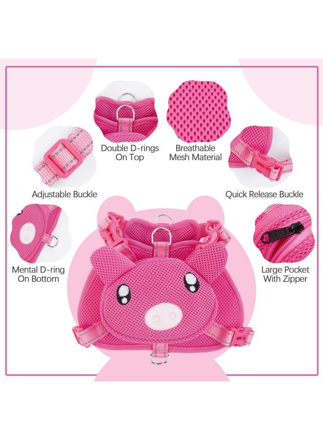 IDOMIK Dog Backpack Harness, No-Pull Dog Backpack with D-Ring for Small Medium Dogs, Cute Self Carrier Backpack for Dogs to Wear, Adjustable Dog Harness Backpack for Traveling Camping Hiking,Pig,L  - Image 3