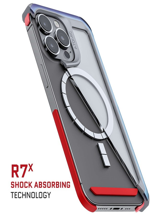 جوستك جراب Ghostek ATOMIC النحيف لهاتف Apple iPhone 13 Pro مع حلقة مغناطيسية MagSafe مدمجة، ظهر شفاف بتصميم متقزح، غطاء واقٍ معدني من الألومنيوم، مصمم لهاتف Apple iPhone 13 Pro (6.1 بوصة) لعام 2021 (بريزماتيك). - Image 4