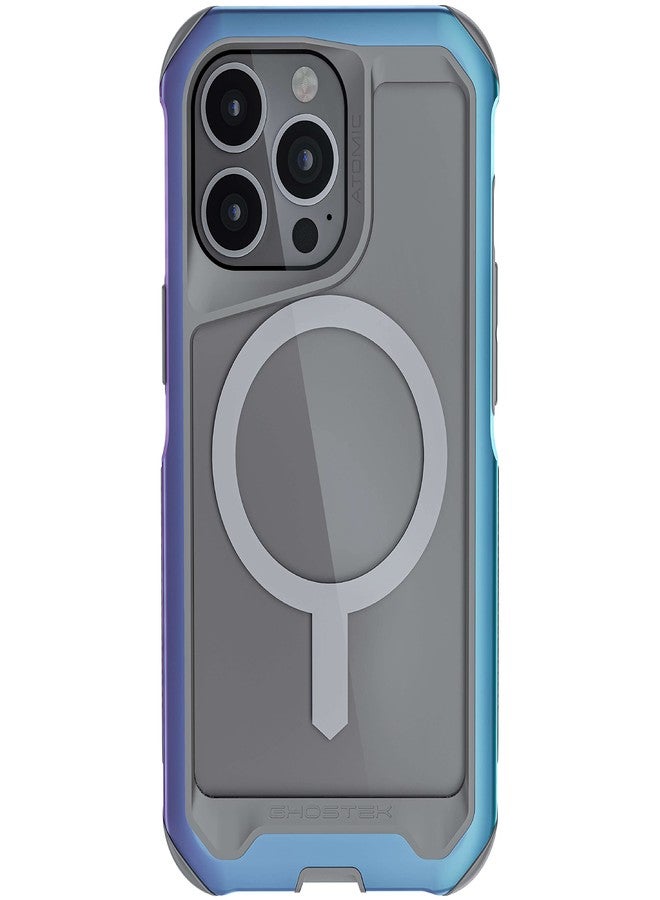 جوستك جراب Ghostek ATOMIC النحيف لهاتف Apple iPhone 13 Pro مع حلقة مغناطيسية MagSafe مدمجة، ظهر شفاف بتصميم متقزح، غطاء واقٍ معدني من الألومنيوم، مصمم لهاتف Apple iPhone 13 Pro (6.1 بوصة) لعام 2021 (بريزماتيك). - Image 1