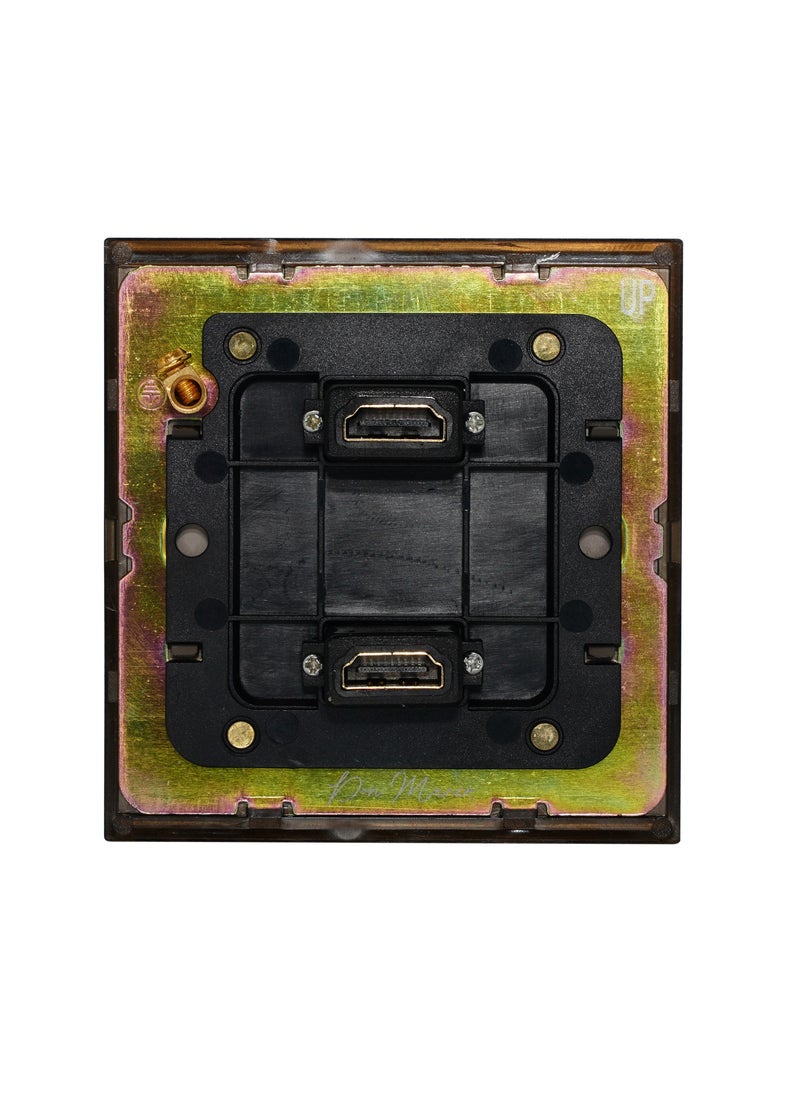 Donmarco - Double HDMI Socket – Ultra Slim Stainless Steel Panel , Fire-Resistant , 3-Year Warranty (Light Antique Brass) - Image 1
