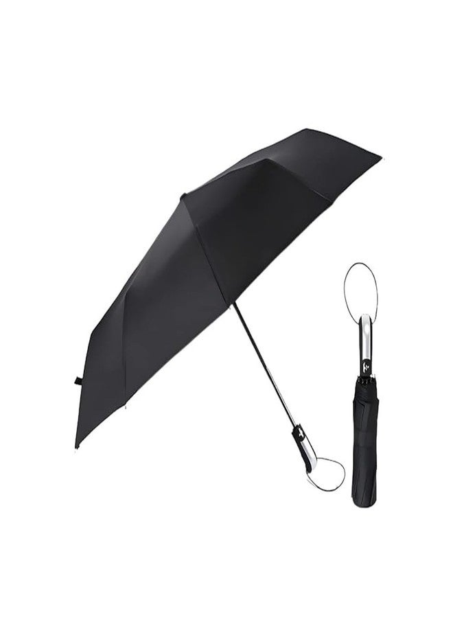 PUSHKH Auto Open Rain Umbrella Automatic Folding Umbrella, Auto Open/Close Windproof and Waterproof Folding Compact Umbrella with Sun Protection & UV Protection, Black - Image 1