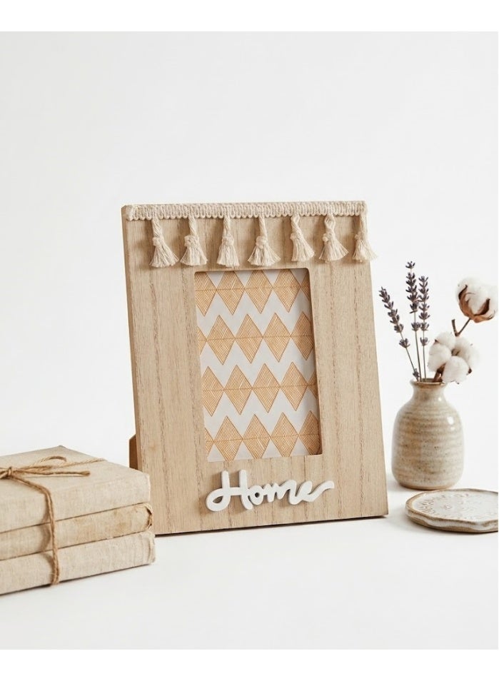 Wooden Photo Frame Decorated with the Word "Home" - Image 1